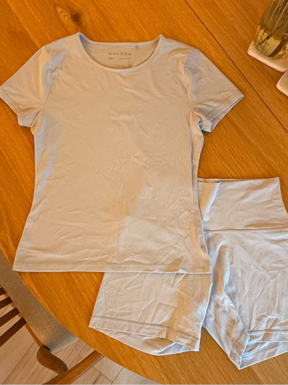 Aritzia Light Blue Short Sleeve Pajama Top & Shorts Set